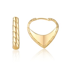 Dnswez Heart Shaped Hoop Earrings for Women Gold Earrings for Christmas Gifts for Women