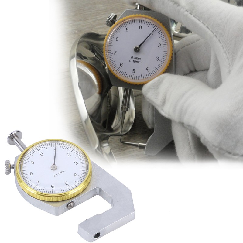 Thickness Gauge Round Dial Accuracy Measuring Tool Flat Pointed Head