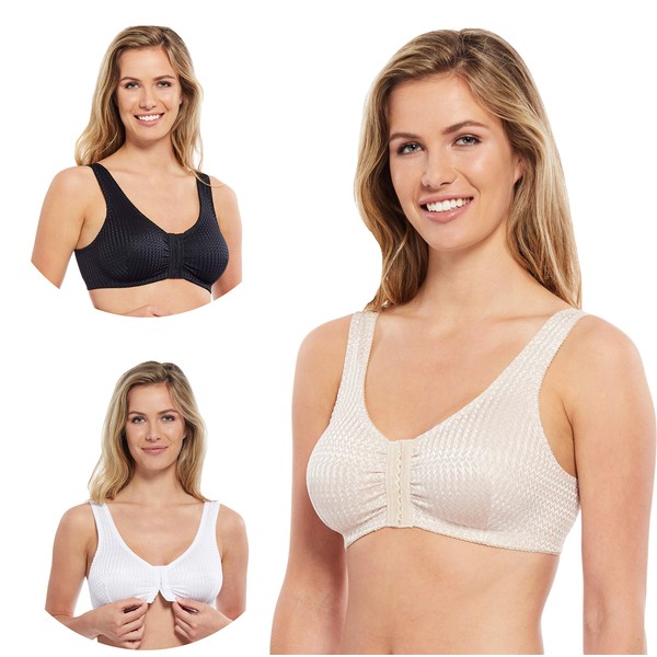 Carole Martin Full-Freedom Comfort Bras 3 Pack - White Black