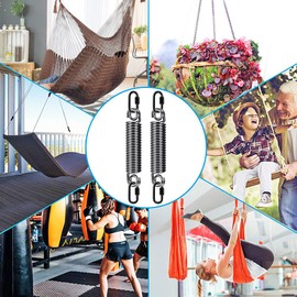 SELEWARE Heavy Duty Swing Springs for Hammock Chair, Porch Swing, Hammock Stands Mount, Double Closed Ring Design Up to 500 lbs, w/Locking Carabiners(2 Pack)