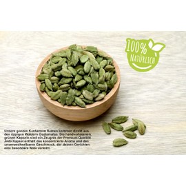 my-mosaik Cardamom Whole with Bowl 200 g - Premium Quality from Guatemala - Handpicked - Cardamom Capsules - Green Cardamom Spice for Seasoning, Baking and Cooking (200)
