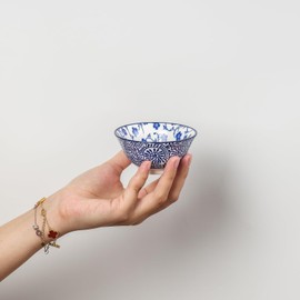 Selamica Ceramic 3.5 inch Mini Bowl Set, 4 oz Dipping Bowls for Snack Side Dishes Condiment, Microwave Oven Dishwasher Safe, Set of 6, Vintage Blue