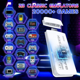 2025 Upgrade Retro Game Console Stick Pro,Built-in 23 Emulators 20,000+ Games,Retro Gaming Console 64GB TF Card,Dual 2.4GHz Wireless Controllers,Game Stick 4K HDMI Plug and Play Video Games for TV