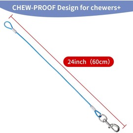 Mi Pupjoy 2 Pack Chew Proof Dog Leash Extension,24" Short Dog Leash Extender for Training Walking,Non Chewable Leashs Extender Suitable for Small Medium Larges Dogs (Blue+Red)