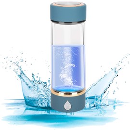 Hydrogen Water Bottle, USB Portable Hydrogen Water Bottle Generator, Hydrogen Water Ionizer Machine for Home Office Travel Exercise, Men Women, 380ml Blue