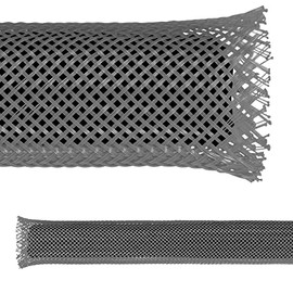 Electriduct 1/4" PET Expandable Braid Sleeving Flame Retardant Flexible Wire Mesh for Cord Management and Cable Protection - 25 Feet - Gray