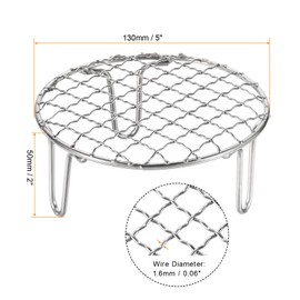 sourcing map Round Cooking Rack 5-inch Stainless Steel Cross Wire Barbecue Grill Net with 50mm Legs for Cooking Baking Steaming BBQ