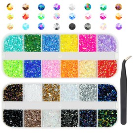 qiipii 24 Color 2mm Small Jelly Resin Rhinestones for Bedazzling Crafting SS6 Tiny Flatback Stones Colorful AB Gems Diamonds Charms for Nails Eyes Face Makeup Tumblers Bottles DIY Crafts Clothes Shoes