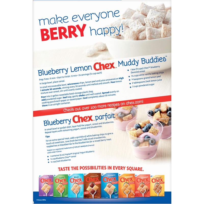Chex Breakfast Cereal, Blueberry, Gluten Free, 12 oz