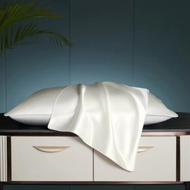 100% Mulberry Silk Charmeuse Silk Pillowcase With Lyocell underside for Hair and Skin 2pc Envelope Closure (50x75cm Pillowcase (Pack of 2), White)