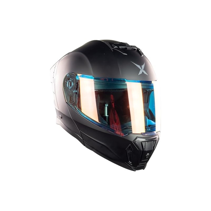 KOV Casco X Mamba Negro Mate abatible para Moto con