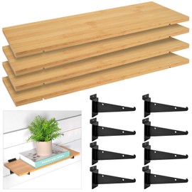 4 Pcs Slatwall Shelves Slat Board Accessories 15" x 5.98" Metal Wall Brackets for Shelves Wood Floating Shelves Heavy Duty Shelves Slatwall Accessories for Wall Home Garage Shoe Stores Boutiques
