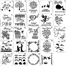 heizi Flower Animal Pattern Illustration Alphabet Diary Drawing Template Stencil Plates (Set of 24)