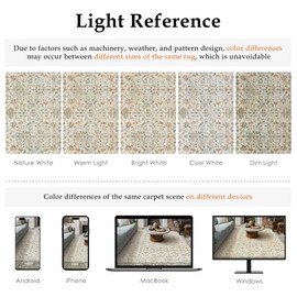 PureCozy Beige Area Rug 8x10 Living Room Machine Washable Vintage Carpet Non Slip Indoor Retro Traditional Accent Throw Large Rug for Office Bedroom Dining Room