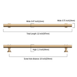 Asidrama 10 Pack 10 Inch(254mm) Champagne Bronze Kitchen Cabinet Handles, Cabinet Pulls Kitchen Cabinet Hardware Cupboard Handles Drawer Pulls