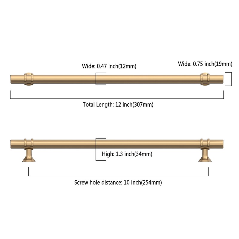 Asidrama 10 Pack 10 Inch(254mm) Champagne Bronze Kitchen Cabinet Handles,