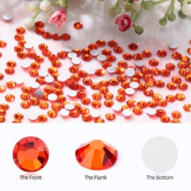 Meibite Hyacinth Flatback Rhinestones, Glass Rhinestones for Nail Art and Craft, Glue Fix, Loose Crystal Gemstones(Orange, SS4, 1440pcs, 1.5-1.7mm)