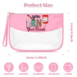 Sfodiary Registered Nurse Gifts RN Makeup Bag for Women Nursing Graduation Inspirational Nurse Week Day Gifts for Future RN Clear Cosmetic Bag Christmas Birthday for Her Zipper Travel Pouch