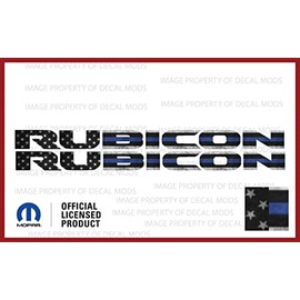 Decal Mods Rubicon Hood Graphic Decals Stickers fits Jeep Wrangler/Gladiator JL/JT Rubicon (2018-2024) Flag Thin Blue Line US Flag (with Stars) (Set of 2) FJ8B1