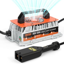 25 Amp 36 Volt Golf Cart Battery Charger for EZGO TXT, IP67 Waterproof, Fully Automatic Golf Cart Charger 36 Volt EZGO Smart Fast Charging with D Style Plug, 16Ft Cable, for Lead-Acid Batteries