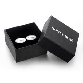 HONEY BEAR Mens Oval Wedding Cufflinks with Gift Box (Groom)