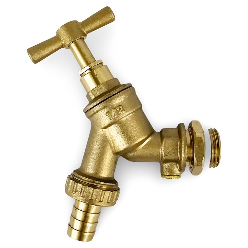 Outside 1/2 Double Check Garden Tap with Through The Wall