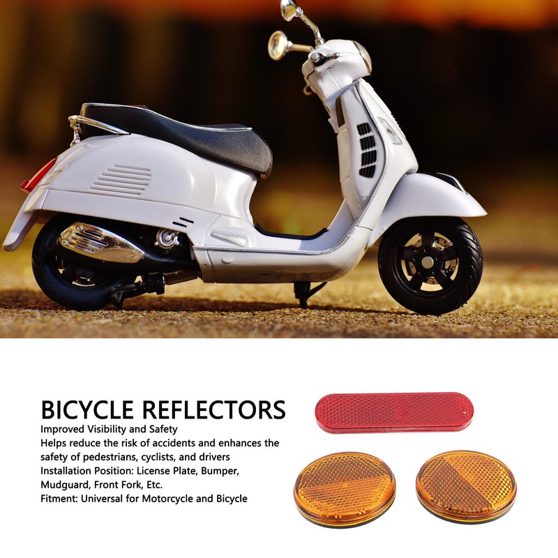 Bicycle Round Reflectors Improved Visibility Universal Fit License Plate Reflector