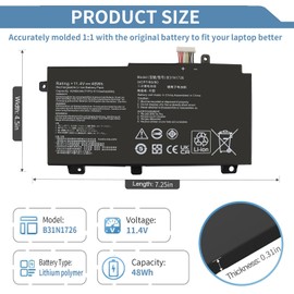 B31N1726 11.4V 48Wh Laptop Battery for ASUS TUF Gaming FX504 FX504G FX504GD FX504GE FX504GM FX505 FX505DT FX505DV FX505DU FX505DY FX505GT FX505GE FX505GD FX505GM FX80 FX80G FX80GD FX80GE FX80GM FX86