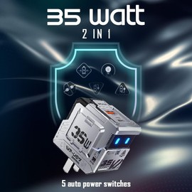 35W GaN Fast Charging  Dual Port Portable Folding Plug Charger Cellphone along with 4-in-1 Data cable Smartphone Electronic Android Durable - Deal: 35W with two 4-in-1 Data Cable