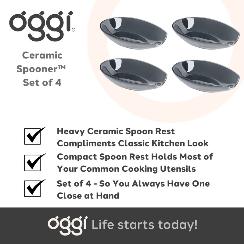 OGGI Spooner Ceramic Spoon Rest- Set of 4 - Spoon