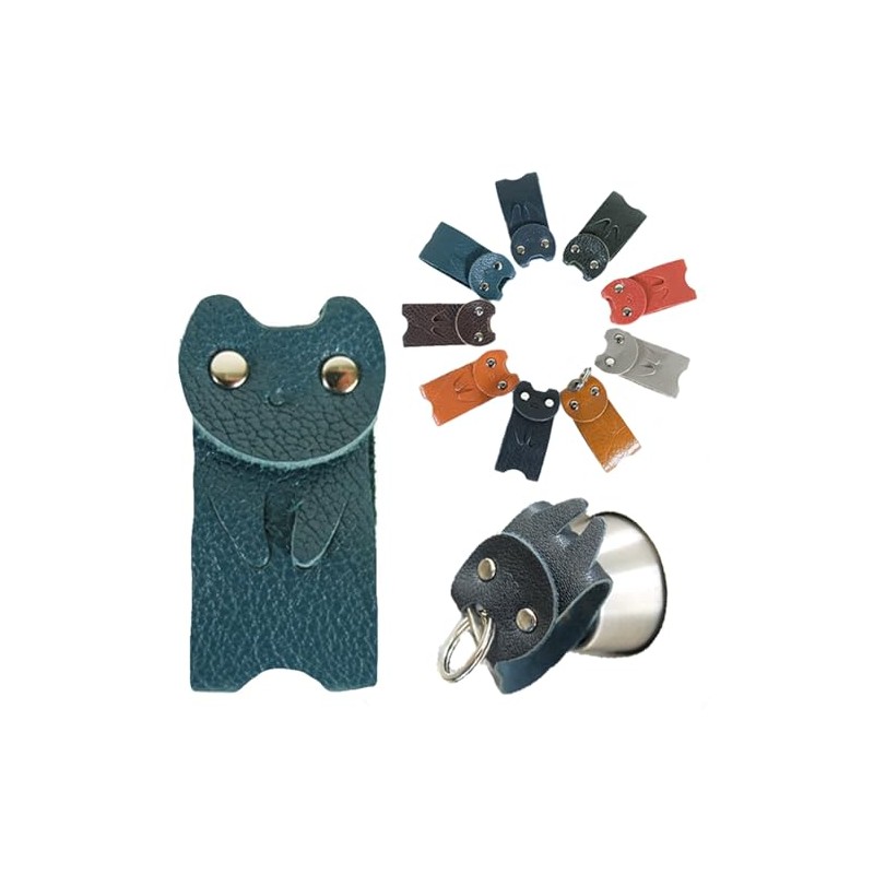 KUROKAWA Key Cover, Cat Protection, Genuine Leather, Ring Included, Key