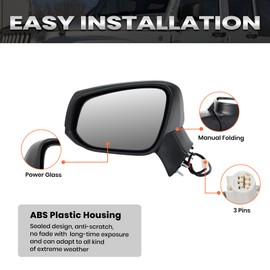 Left Driver Side Mirror Compatible with Toyota RAV4 2019 2020 2021 2022 2023 2024 Power Manual Folding Non-Heated Door Rear View Mirrors 3 Pins