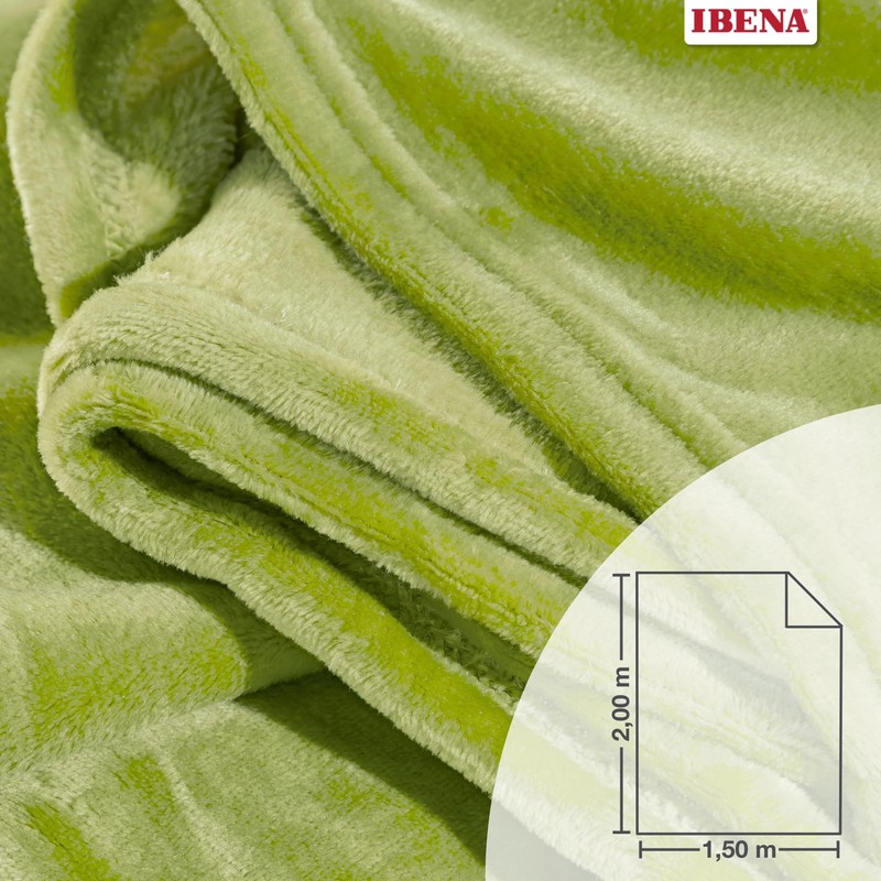 Ibena home blanket microfiber apple green size 150x200 cm