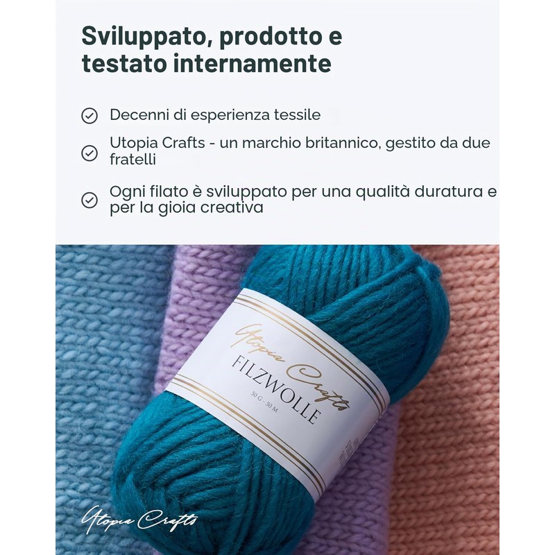 Utopia Crafts 100% lana vergine 50 g (crema bianco)
