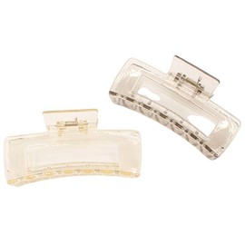 GOMINIMO 2 Pcs Transparent Square Claw Hair Clip (Brown, Champagne) OR26-45