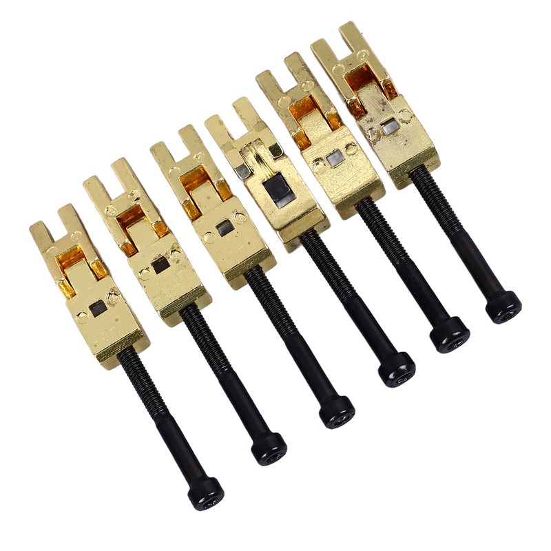 6Pcs Electric Guitar Bridge Saddle Double Locking Tremolo Metal Roller