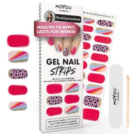 MOYOU LONDON Semi Cured Gel Nail Strips - 20 Pcs. Waterproof Gel Nail Wraps, Cures in Sunlight or UV/LED Lamp, Lasts Up to 2+ Weeks, Stretchable, Easy to Apply & Remove, Vegan & Cruelty-Free