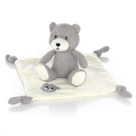 Nordstern Cuddly Toy with Comforter Set - Baby Gift for Girls and Boys for Birth in Knitted Look - First Equipment Cuddly Toy and Cuddly Blanket Bear in Grey