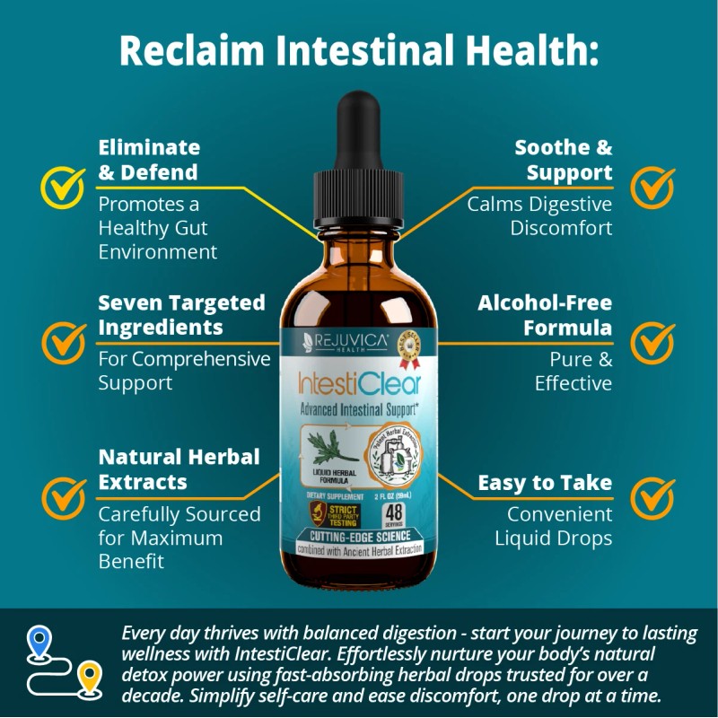 Rejuvica Health IntestiClear - Intestinal Cleanse Support - Contains Wormwood