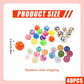 Embhlitfe 40Pcs 25mm Bouncy Balls Age 3+ for Kids Include 4 Unique Styles and Multiple Colors, Hand-Eye Coordination, Age 3+ Party Bags & Fun Games, Perfect for Parties & Classroom