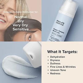 Paulas Choice Omega Complex - Hidratante facial ligero, manteca de karit y aceites vegetales, vitamina C iluminadora, para piel seca y sensible - 50  