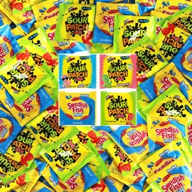 SourPatch Kids & Swedish Fish Variety Pack, Fun Size Individually Wrapped Candy for Party, 2lb Bag, LIVEBEAR Assortment.