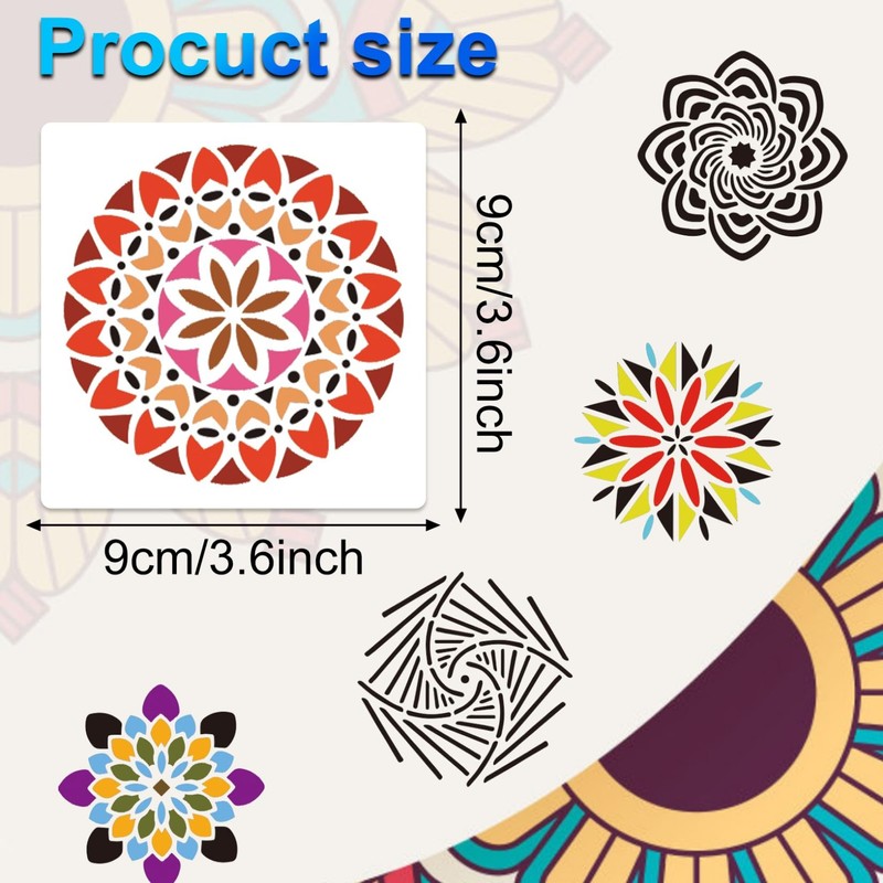 56pcs Mandala Stencils, 9x9cm Reusable Mandala Stencils for Painting Mandala