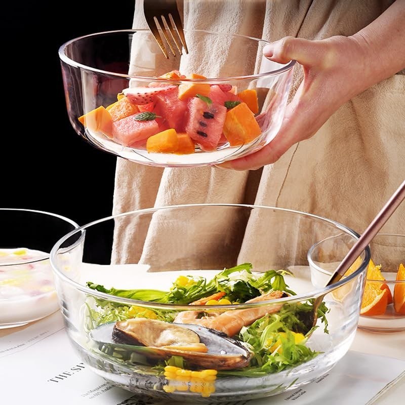Ecentaur Glass Baking Bowl Large Salad Bowl for Oven/Microwave/Freezer Glass