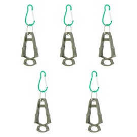 Oshhni 5Pcs Outdoor Glove Clip,Multipurpose Hook,Glove Clip Holder,Anti Lost Glove Grabber Clip,Outdoor Anti Drop Clip for Belt Loop, Green