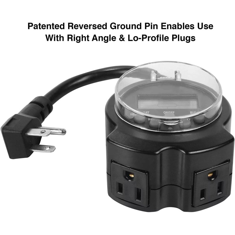 Clear Power CP Grounded Outlet EZ Digital Timer & 2