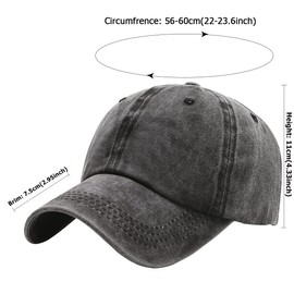 ZningEsxi Classic Vintage Baseball Cap Adjustable Washed Cotton Dad Plain Hat Organizer Distressed Unisex for Casual Sports Trucker Denim Caps - Black