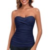 RELLECIGA - playera de tankini fruncida para mujer, Azul marino,