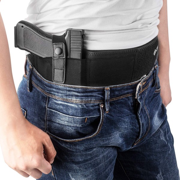 Belly Band Holster for Concealed Carry, IWB Gun Holster for Men and Women, Most Comfortable Waistband Handgun Carrying System with Magazine Pouch, One Holster Fits Most Pistols & Revolvers (Right)