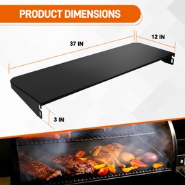 Folding Front Shelf for Traeger Pro 34, Texas Elite 34, Century 885, Eastwood 34 Pellet Grills, Heavy-Duty Grill Accessory Replacement Part BAC363 Folding Shelf for Traeger Pellet Grill, 37" x 12"